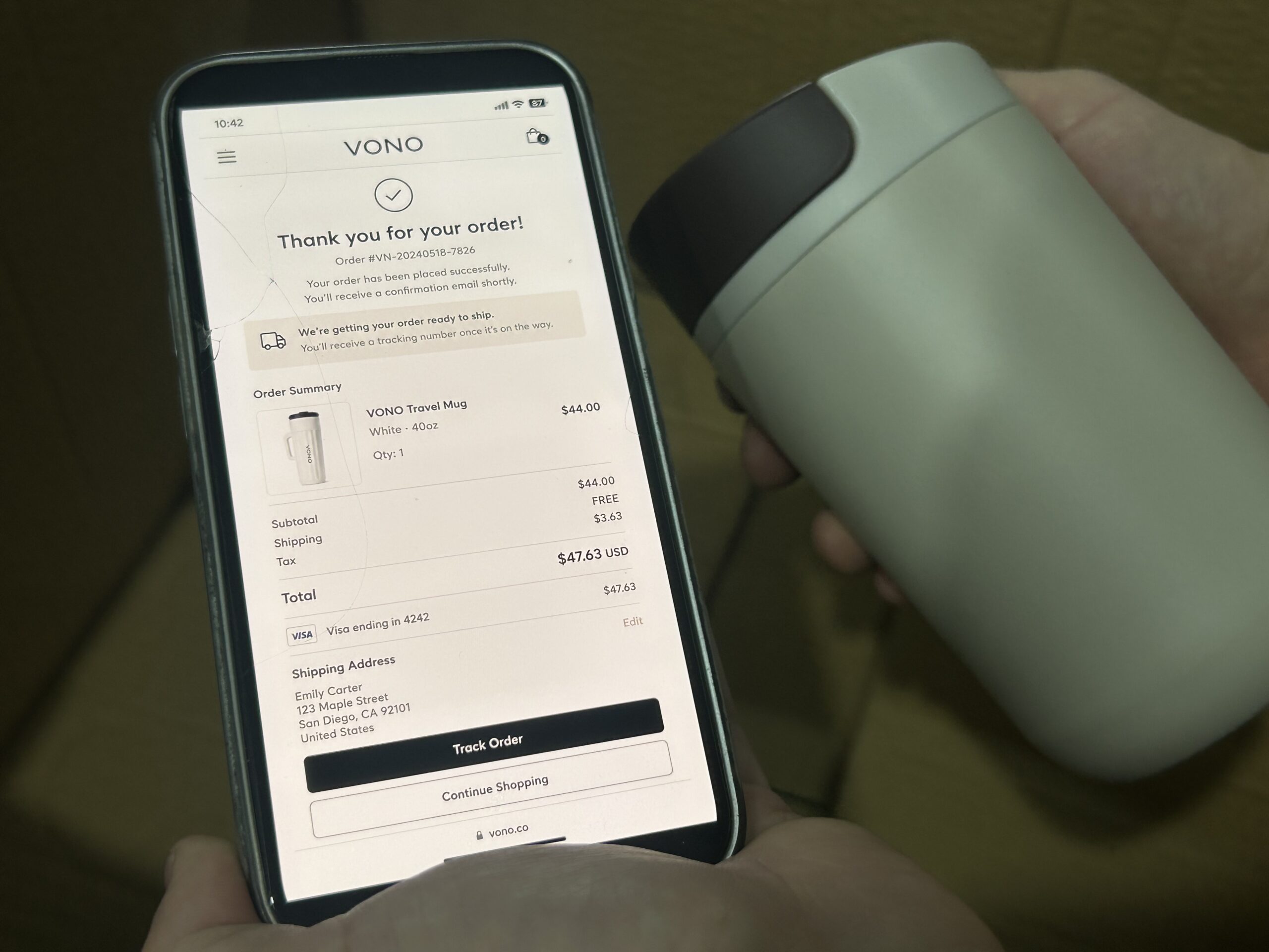 VonoCup wrong item order support