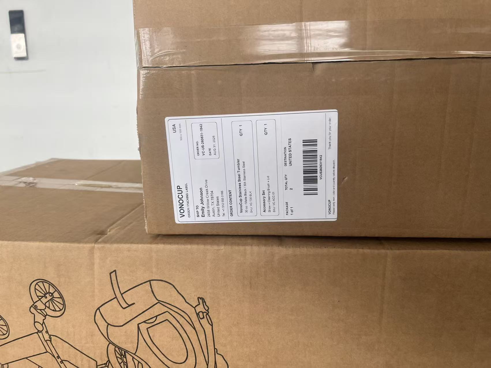 VonoCup order package ready for delivery